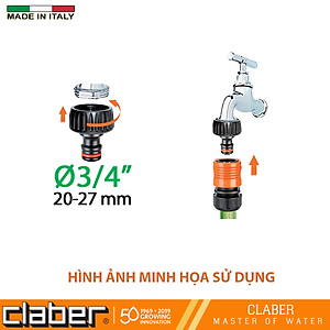 Đầu nối vòi nước ren 21-27mm Claber 8591, ngõ ra là đầu nối nhanh