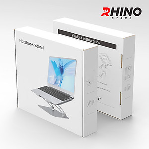 Kệ đỡ Laptop tản nhiệt Rhino KL201, giá đỡ máy tính nhôm cao cấp, gấp gọn - Hàng chính hãng