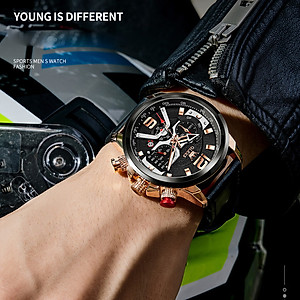 Đồng Hồ Nam Olevs 9915 Mạ Vàng Phong Cách Sang Trọng, Chạy Đủ 6 Kim, Dây Da, Có Dạ Quang và Lịch Ngày - Hàng Chính Hãng