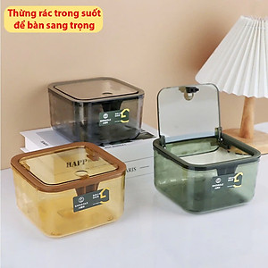 Hộp Đựng Rác Để Bàn Nắp Bật Trong Suốt - Thùng Rác Mini Để Bàn Có Nắp Đậy PaKaSa - Hàng chính hãng (Giao màu ngẫu nhiên)