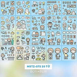 Bộ 20 Tờ Sticker Nhiều Hình Cô Gái Và Bé Thỏ - Telado MSTZ-07/2-6 (Mẫu Màu Giao Ngẫu Nhiên)