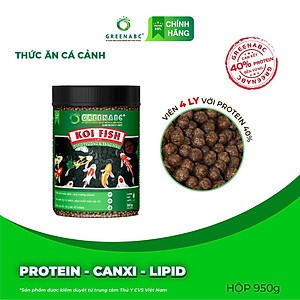 Thức ăn Cá Koi GREENABC - Koi Fish - Protein 40 tăng size, tăng màu, tiêu hóa tốt - Hộp 950g