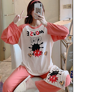 Đồ bộ mặc nhà tay dài quần dài kèm túi rút hàng đẹp C032