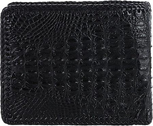 Bóp nam Huy Hoàng da cá sấu nguyên con đan viền màu đen HT2762