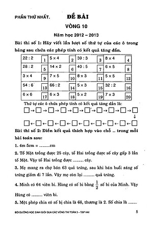 Sách Bồi Dưỡng Học Sinh Giỏi Qua Các Vòng Thi Toán Lớp 3 (Tập 2)