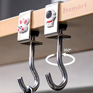 Móc Treo Balo Kẹp Cạnh Bàn Làm Việc Hamart Xoay 360 Treo Cặp Túi Xách Bình Nước Thép Xoắn Ốc Cố Định