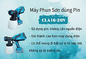 Máy phun sơn dùng pin Classic CLA16-20V (Pin 20V/2ah, bình chứa 1l, dây đồng 100%) - Hàng chính hãng