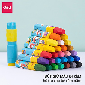 Bút sáp dầu Super Wings x Deli – thân lục giác – 12/18/24 màu - EC009-12 /EC009-18/ EC009-24