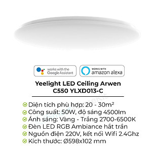 Đèn ốp trần Yeelight Arwen C-Series 450C/550C LED RGB hắt trần thông minh điều khiển bằng App - Hàng Chính Hãng