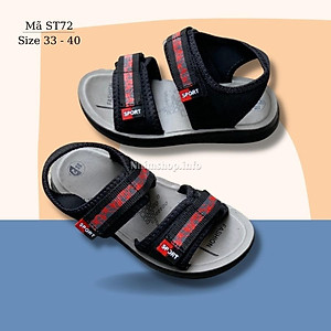 Giày Sandal bé trai quai ngang thể thao năng động và cá tính dép quai dán xé linh hoạt siêu nhẹ êm chân cho trẻ em học sinh 7 8  9 10 11 12  tuổi đi học màu đỏ đen thời trang dễ phối đồ  ST72