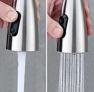 Vòi rửa chén KG53 nóng lạnh dây rút cao cấp inox304, dùng cho mọi bồn rửa chén bát nhà bếp, dây rút dễ tiện dụng ,2 chế độ nước kèm dây nóng lạnh 40cm - Hàng chính hãng