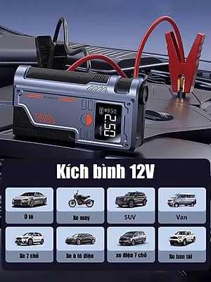 Bộ Kích Bình Ắc Quy 12V 1000A Kiêm Bơm Lốp Xe 150Psi 10000 mAh Dùng Cho Xe 4C Đến 7C