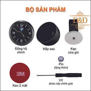 Đồng hồ trang trí xe hơi đủ logo các hãng xe (dán táp lô hoặc gắn cửa gió) - Tặng thêm 1 pin