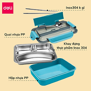 Hộp Đựng Cơm Inox Giữ Nhiệt Deli- An Toàn Khi Sử Dụng Lò Vi Sóng Chống Tràn Đa Chức Năng Giá Đỡ Điện Thoại