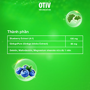 [Hộp 30v] Viên Uống Bổ Não OTIV Ecogreen Giảm Đau Đầu, Mất Ngủ, Tăng Trí Nhớ & Hoạt Huyết Não
