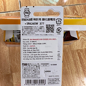 Pin Maxell Silver Oxide 1.55V SR626SW 377