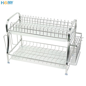 Kệ chén đa năng 2 tầng inox 304 mẫu lớn Hobby Home Decor KC2M