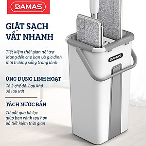 Bộ Cây Lau Nhà Tự Vắt Thông Minh , Chổi Lau Nhà Xoay 360 Độ , Dễ Dàng Len Lỏi Làm Sạch Những Góc Khuất, Thùng Chứa Nước Thiết Kế 2 Ngăn Riêng Biệt Tích Hợp Lược Gỡ Rối Giúp Giặt Sạch Và Vắt Khô Bông Lau Nhanh Chóng Mà Không Cần Tiếp Xúc - DAMAS Magic G130