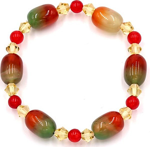 Chuỗi tay đá thạch anh đỏ xanh FSOXO4