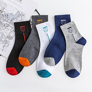 Combo 5 đôi Tất nam TS cổ trung khử mùi hôi hàng xuất nhật cao cấp