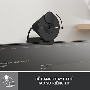 Máy Webcam Full HD Logitech Brio 300 Màn che ống kính, Micro giảm tiếng ồn, USB-C, được chứng nhận cho Zoom, Microsoft Teams, Google Meet, tự động điều chỉnh Ánh sáng - Hàng chính hãng