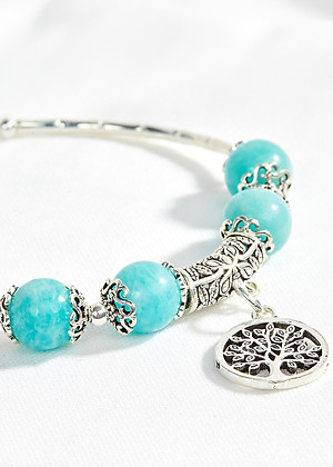 Vòng amazonite phối charm cây bạc Ngọc Quý GemStone