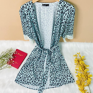 Set áo choàng kèm váy ngủ 2 dây gợi cảm VILADY - S109 kiểu tay dài phối ren bo gấu xinh Sexy chất liệu lụa Pháp (lụa latin) cao cấp