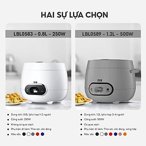 Nồi cơm điện Lebenlang LBL0589 dung tích 1200ml, công suất 500W, thiết kế đơn giản hiện đại - hàng chính hãng