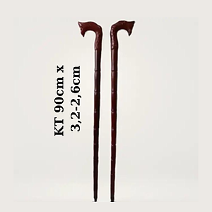 Combo  Batoong chống trượt cho người già -đầu rồng-gỗ xà cừ tự nhiên Cây xỏ giầy gỗ muồng đên 55cm