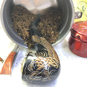 Tẩu Thuốc Limoki Chạm Rồng Á Đông Đen Cao Cấp – Mã TTLCC-06