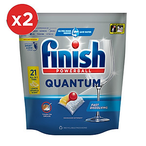 Combo 2 Gói Viên Rửa Chén Bát Finish Powerball Quantum 21 viên