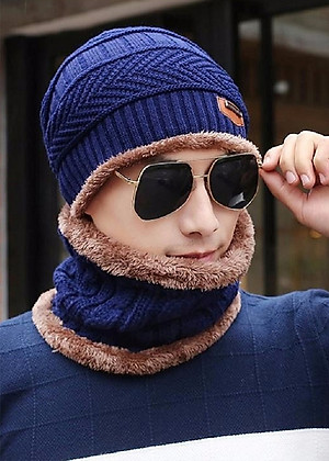 Mũ Len Kèm Khăn Cổ Mũ Len Khăn Chui Đầu Kiểu Dáng Hàn Quốc