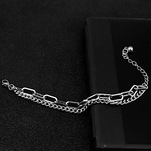 Vòng đeo tay lắc tay 2 lớp titan không đen không gỉ