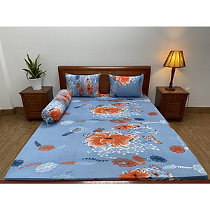 Bộ ga giường,drap trải giường,ga bo chun  thun lạnh Hàn Quốc 4 món (1 ga +2 áo gối nằm+1 áo ôm) size nệm 5-20cm