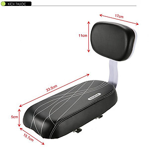 Ghế Yên Sau Xe Đạp Rời Cho Trẻ Gắn Baga sau Xe Đạp SADDLE SD-01 Có Tựa Lưng, khung sắt, đệm da PU -  Mai Lee