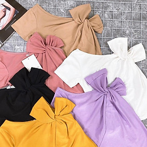 Áo xoắn vai chất zip cotton điệu đà