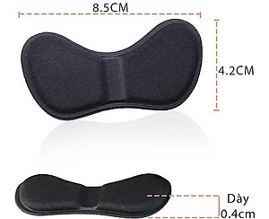 Bộ 2 cặp lót giày 4D bảo vệ gót chân và chống tuột gót giày (loại bầu) 1 CẶP KEM VÀ 1 CẶP ĐEN