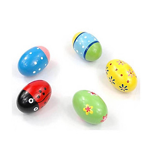 Quả Trứng Cát Đồ Chơi Xúc Sắc Lục Lạc Gỗ Nhiều Mầu Sắc Kích Thích Giác Quan, Tập Cầm Nắm Cho Bé Sơ Sinh Từ 0-3 Tuổi