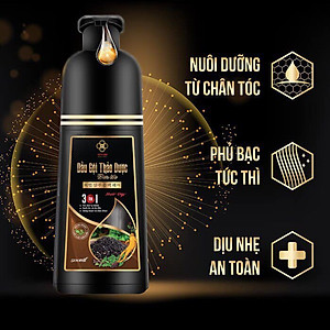 Dầu Gội Thảo Dược Đen Tóc SINORI 500 ml, Dầu Gội Phủ Bạc Nhuộm Tóc Cao Cấp Thiên Nhiên Chiết Suất Từ Nhân Sâm, Hà Thủ Ô, Ngũ Bội Tử, Trắc Bạch Diệp, Vừng Đen, Gừng