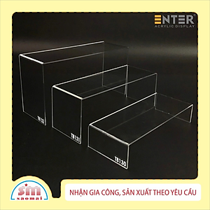 Kệ livestream, Kệ mica chữ U trong suốt để đồ đa năng, Kệ trưng bày mica 3 mặt uốn Enter TB132 200x80x120mm mica dày 3mm (20)