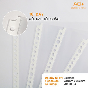 Bìa Lỗ A4 AO+ Rộng hơn/ Dày 0.06 mm (Xấp 20/50 Cái) - PA234