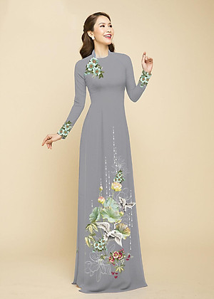 Mua Vải Áo Dài Họa Tiết Hoa Sen Con Cò Màu Xám DN-HT-293-10 Tiki