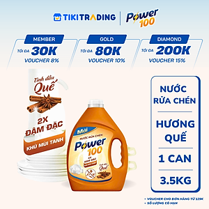 Nước Rửa Chén Power100 Tinh Dầu Quế Can 3.5KG