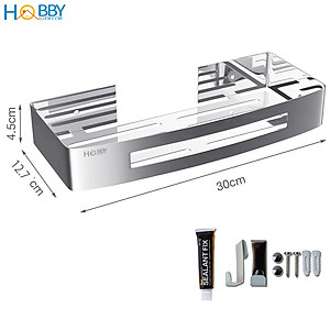 Kệ chữ nhật để đồ nhà tắm dán tường inox 304 Hobby Home Decor KCN1
