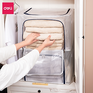 Túi Vải Đựng Quần Áo, Chăn Ga Gối Màn Gấu Bông, Sách Vở Khéo Khoá Deli - Hộp Vải Đựng Đồ Đa Năng Khung Thép Chịu Lực Cao Cấp - Nhiều Size Kích Cỡ Lớn Nhỏ