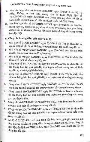 Chỉ dẫn tra cứu áp dụng Bộ luật Dân sự năm 2015 (Tái bản lần thứ nhất có sửa đổi bổ sung)