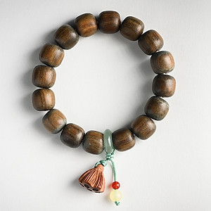 VÒNG TAY CHUỖI HẠT PHẬT GIÁO CÓ ĐÀI SEN BẰNG GỖ ĐÀN HƯƠNG XANH ĐỔI MÀU