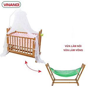 Nôi Em Bé Tự Động VINANOI-VNN301M Gỗ Thông Cao Cấp Vừa Làm Nôi Vừa Làm Võng Màu Cánh Gián