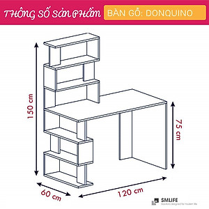 Bàn vi tính liền giá sách thiết kế nhỏ gọn SMLIFE Donquino