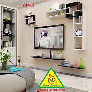 Bộ Kệ Ti Vi Treo Tường Trang Trí - Nội Thất Lắp Ráp